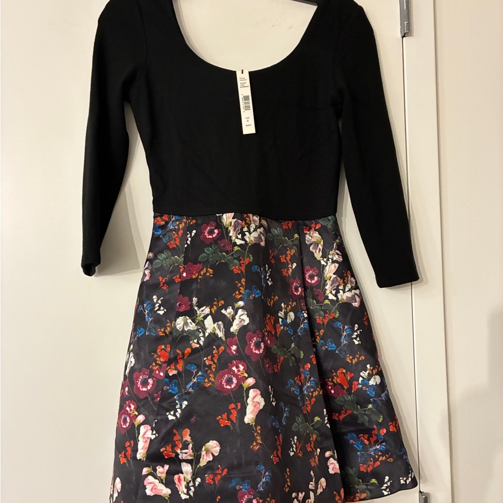 NWT Alice + Olivia Floral Black Dress